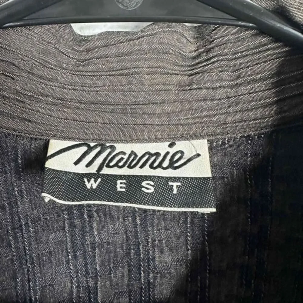 Vintage Marnie West Womens Medium Herringbone Retro Shoulder Pads Cropped Blazer
